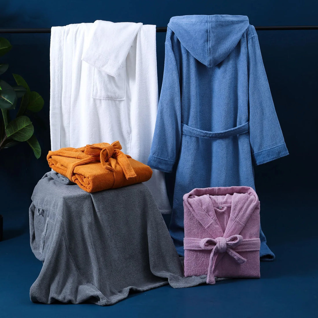 100% Cotton Towel Kimono Robes Women New Arrived Hooded Nightgown