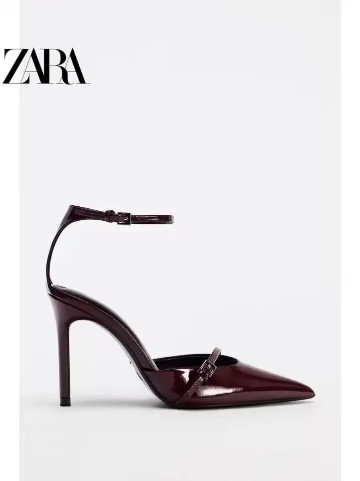 Women's Sexy Ankle-strap Heels Summer Patent Leather Luxury Sandals