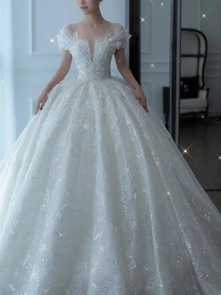 Princess Sexy Luxury Crystal Beaded Wedding Dress luxury wedding dress
