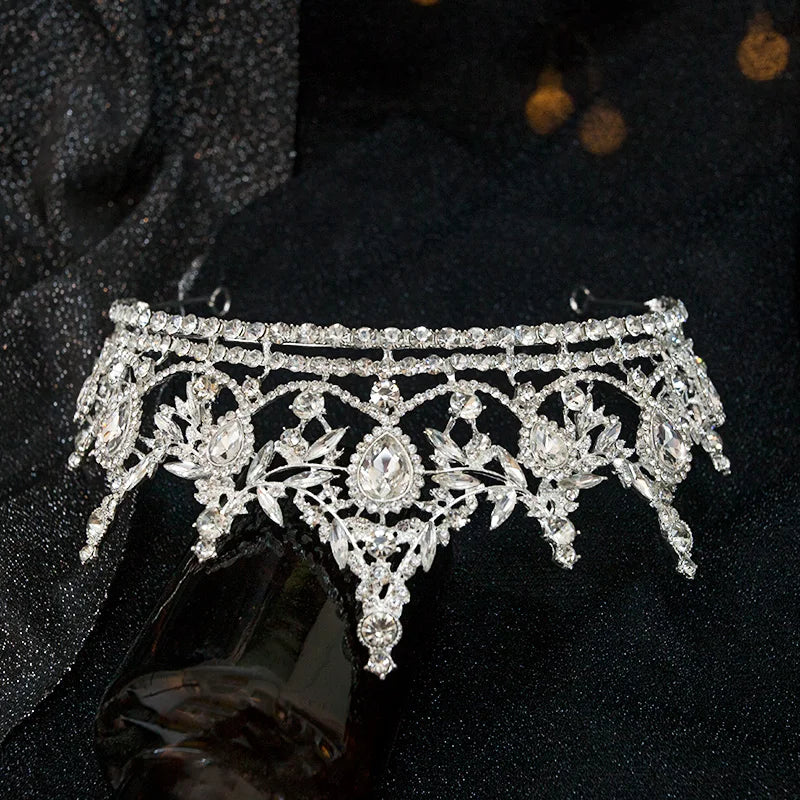 Silver Rhinestone Bridal Crown for Wedding & Birthday Party