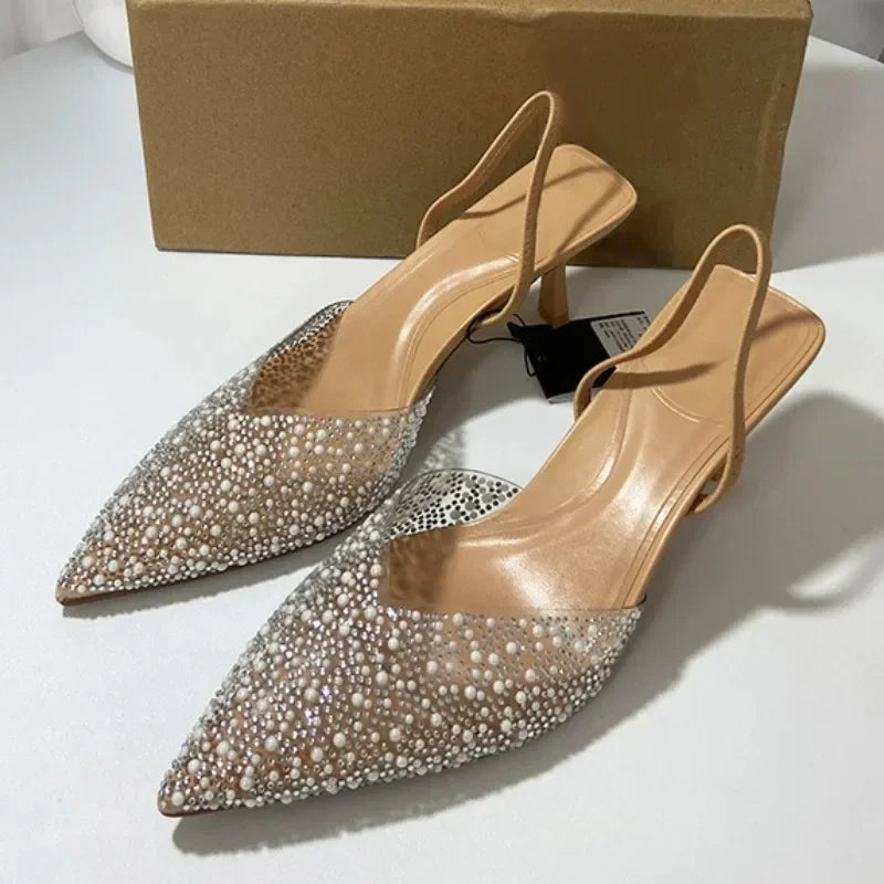 Women's High Heeled Sandals Transparent Pointed Toe Elegant