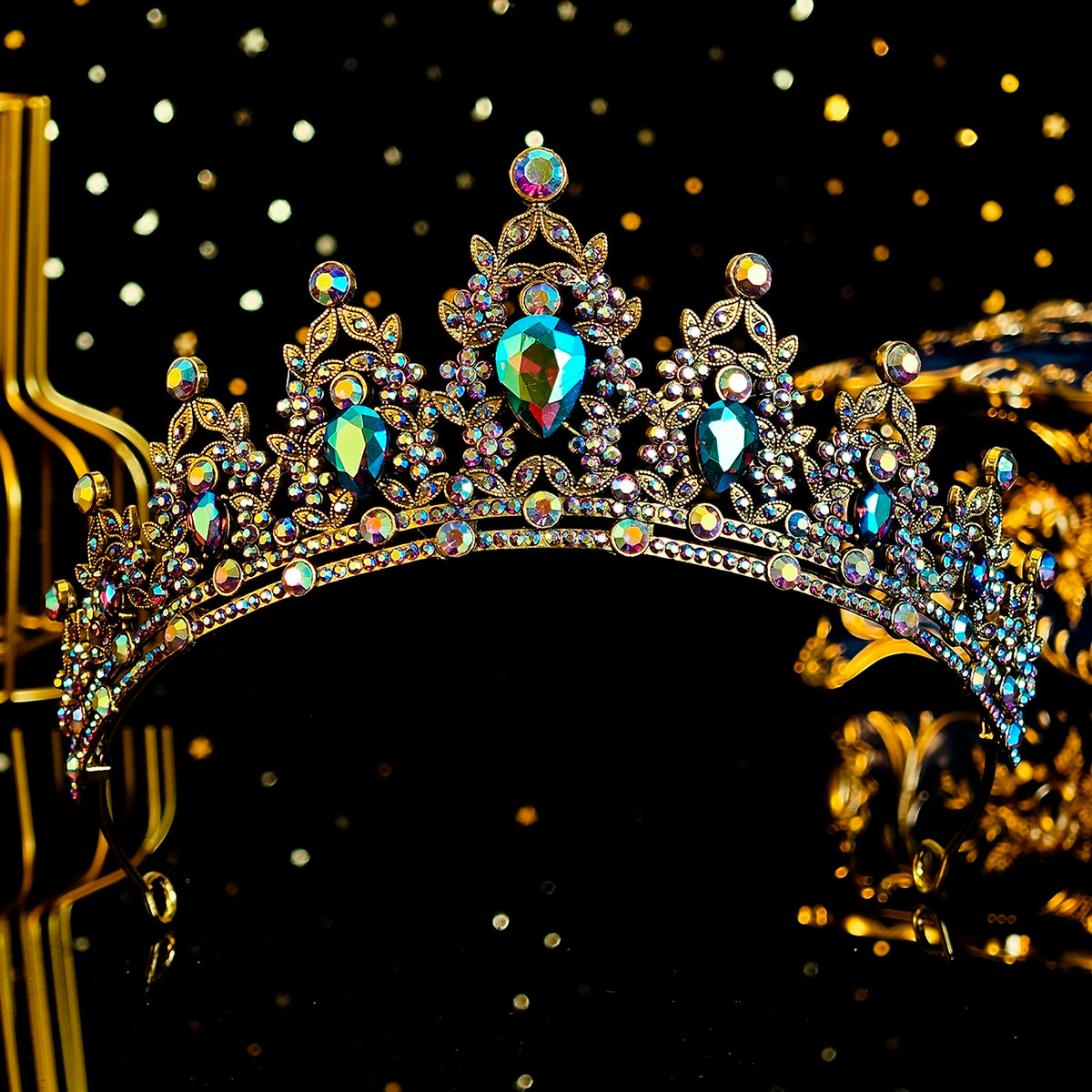 Green Crown Crystal Birthday Tiara Girl's Headpiece Wedding Princess Gifts