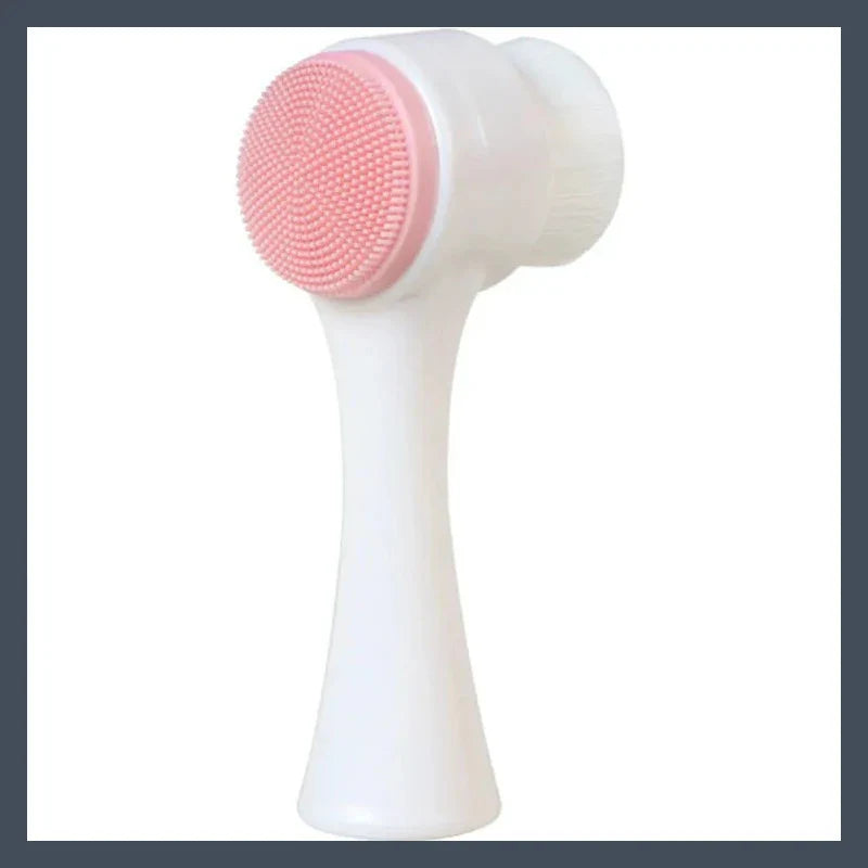 Double Silicone Facial Cleansing Brush Manual Massage Facial Brush