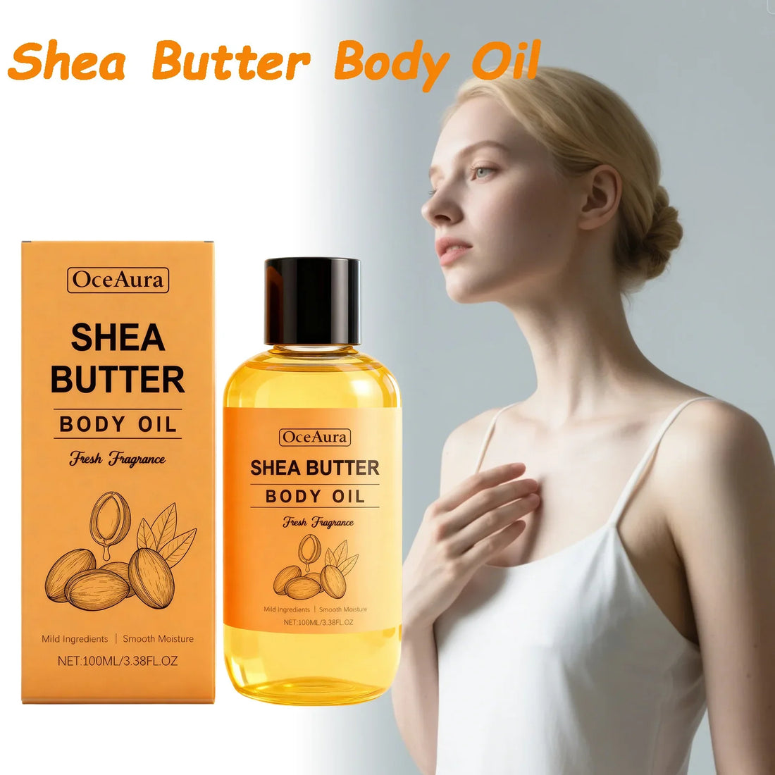 Shea Butter Body Oil Lightweight Fast Absorbing for Dry Rough Skin