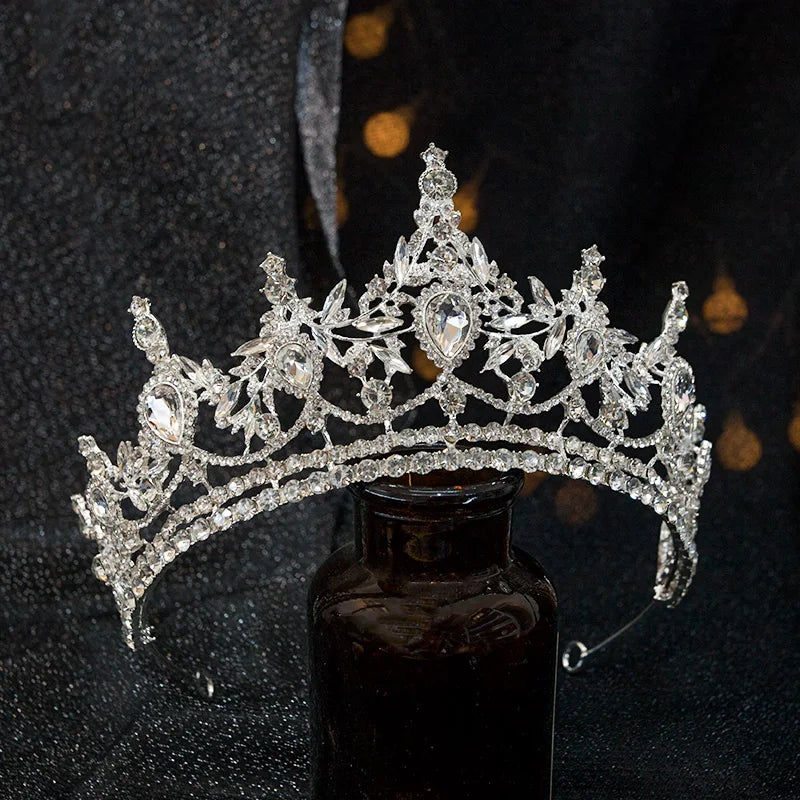 Silver Rhinestone Bridal Crown for Wedding & Birthday Party