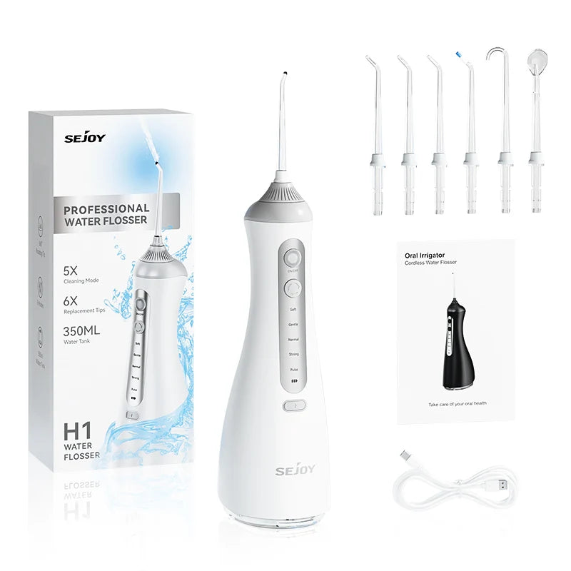 Sejoy Electric Oral Irrigator Water Dental Flosser Pick for Teeth Cordless