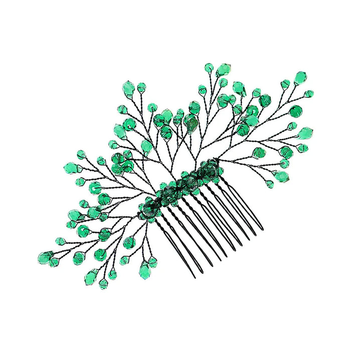 Crystal Leaf Hair Combs Wedding Bridal Accessories Vine Green European