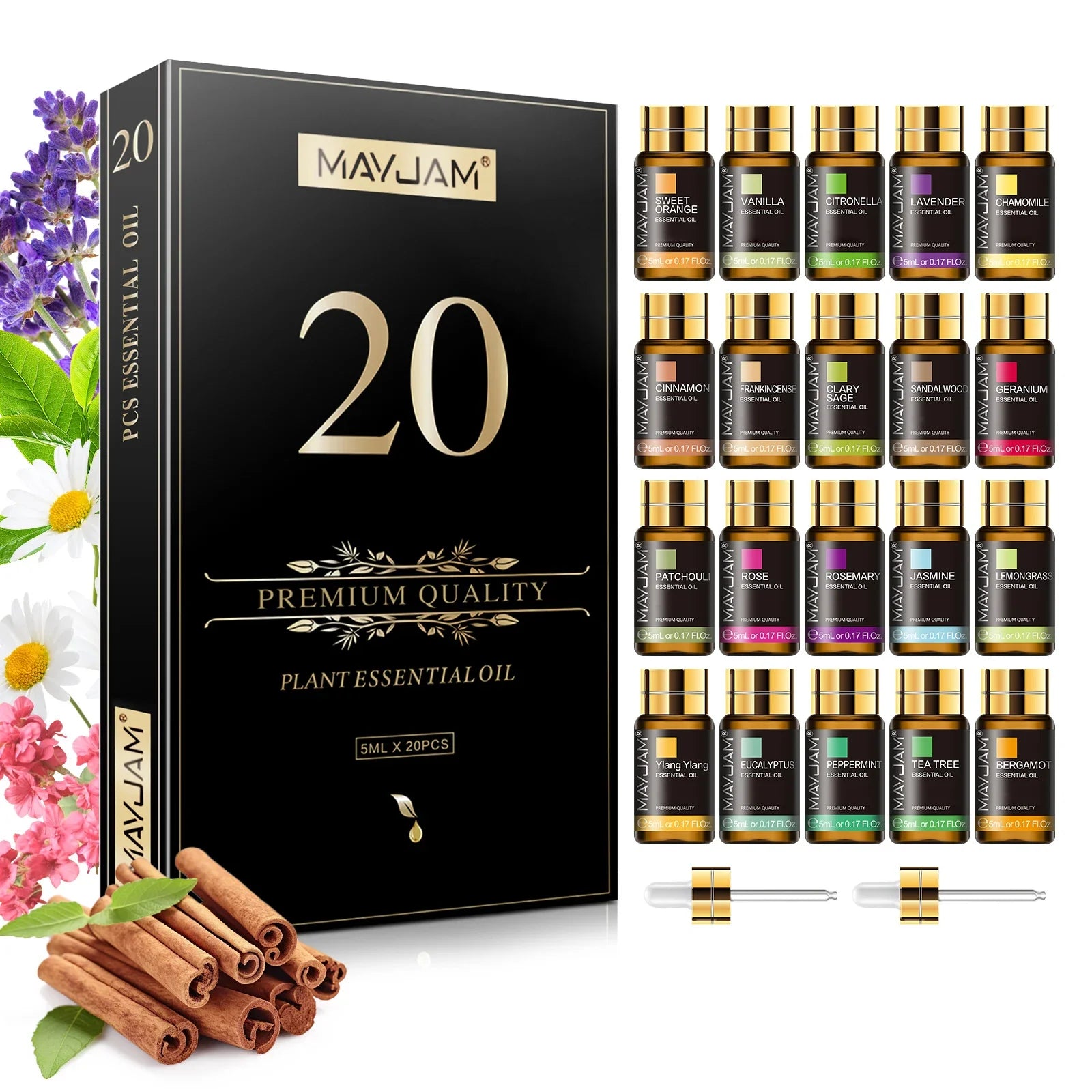 MAYJAM Essential Oils Kit 20PCS 35PCS Lavender Jasmine Vanilla