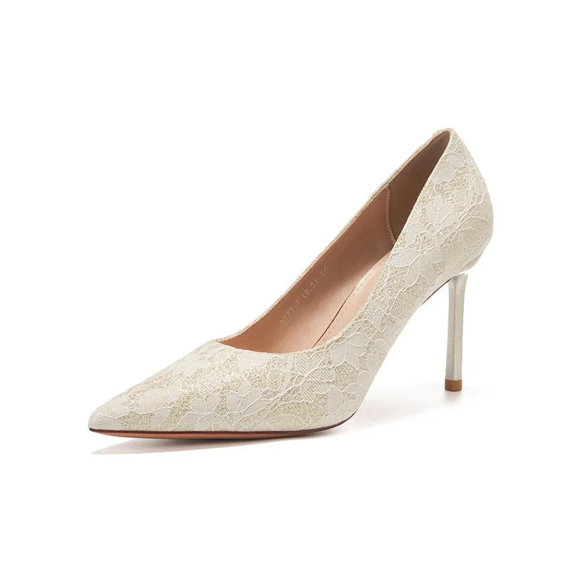 Pointed stiletto satin red gold high heels festive wedding dress wedding shoes