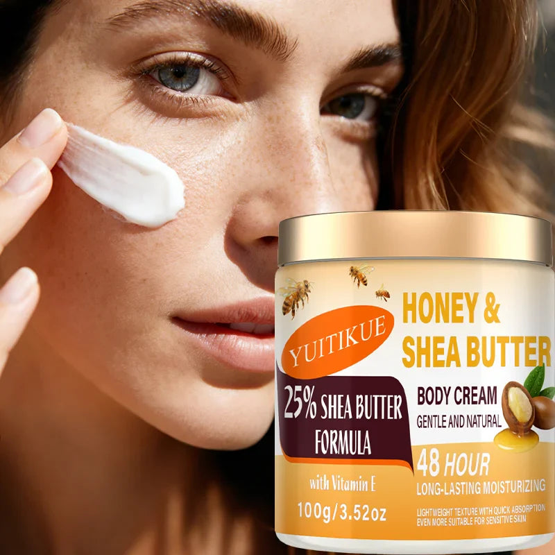 YUITIKUE Shea Butter Body Cream 100g - 48H Moisturizer for Face, Body