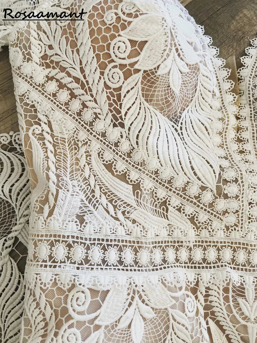 Bohemian Lace A-Line Wedding Dresses Vestido Civil Bridal Gowns