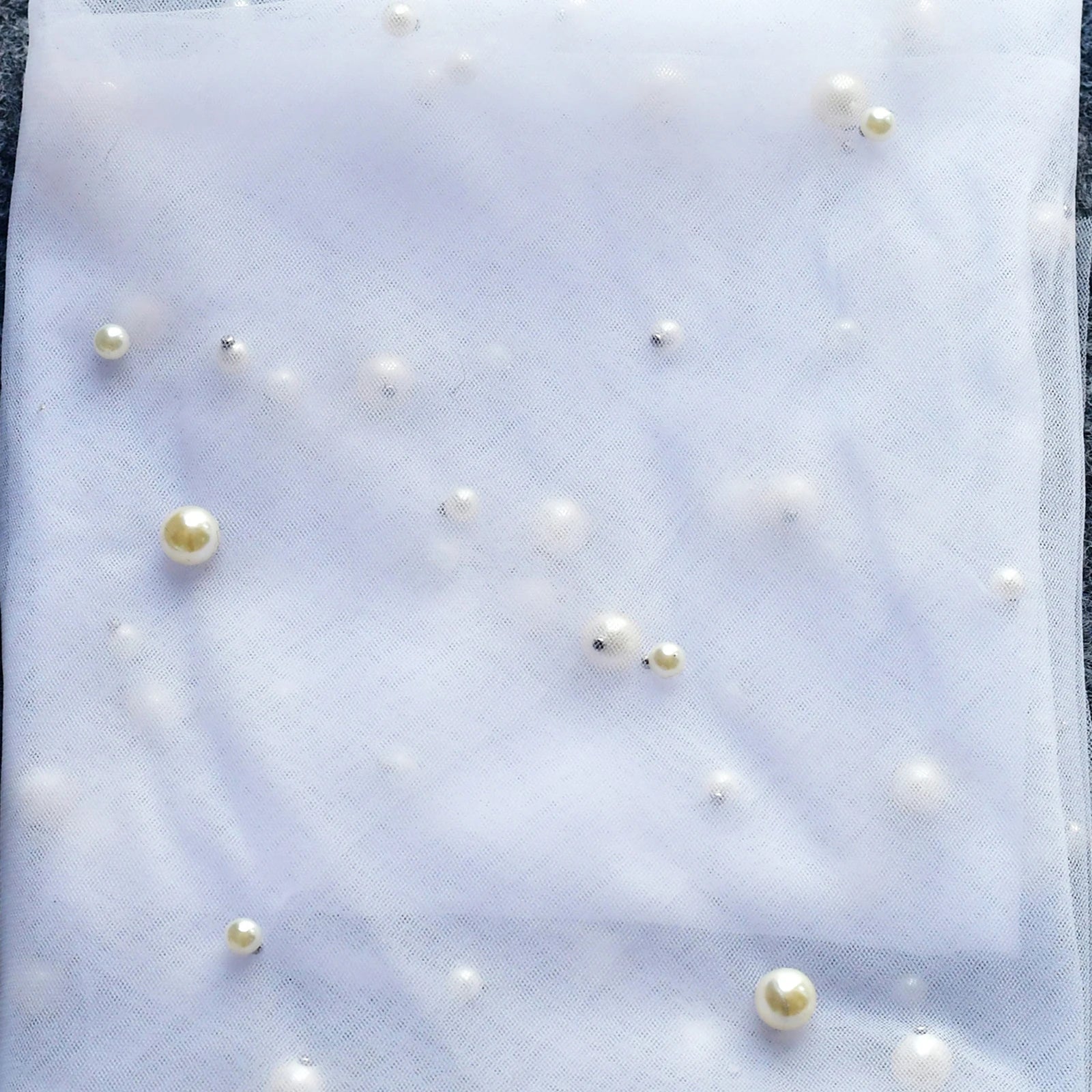 Pearls Bridal Veil Soft 1 Tier Beaded Wedding Veil for Bride
