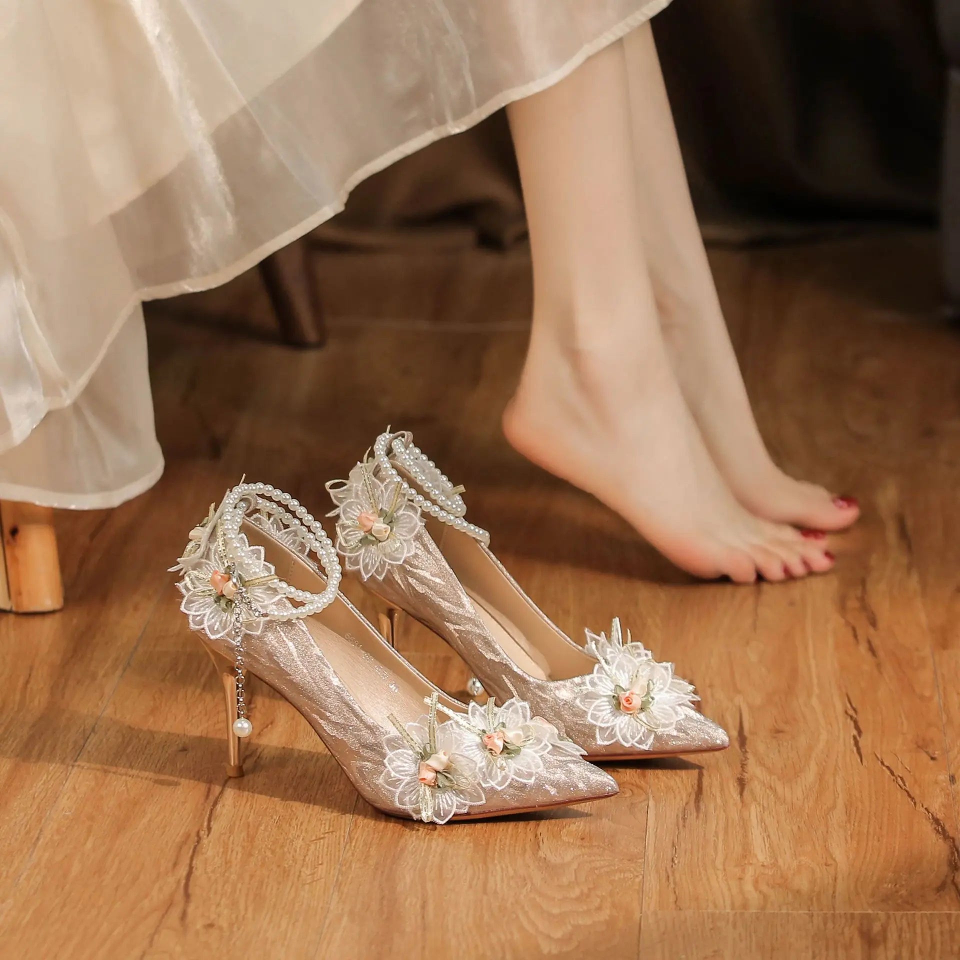 French skirt wedding shoes stiletto temperament women's high heels